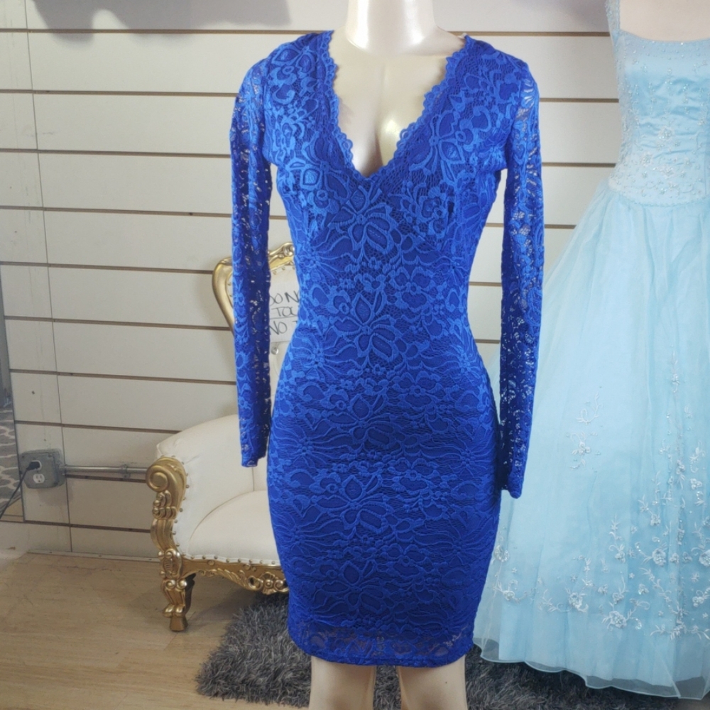 Royal/ blush laced dress